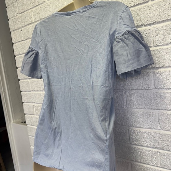 Women's Blue Ruffle Sleeve Top - Picture 9 of 11